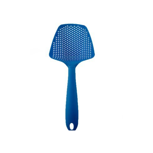 Slotted strainer spatula draining detail