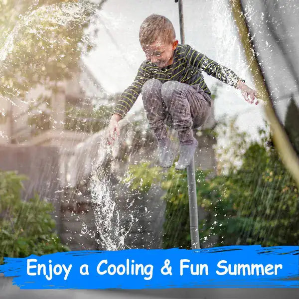 Trampoline sprinkler installation on net