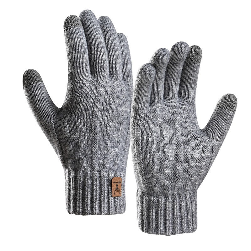 Unisex knitted alpaca wool blend touchscreen gloves with fleece lining, photo 7