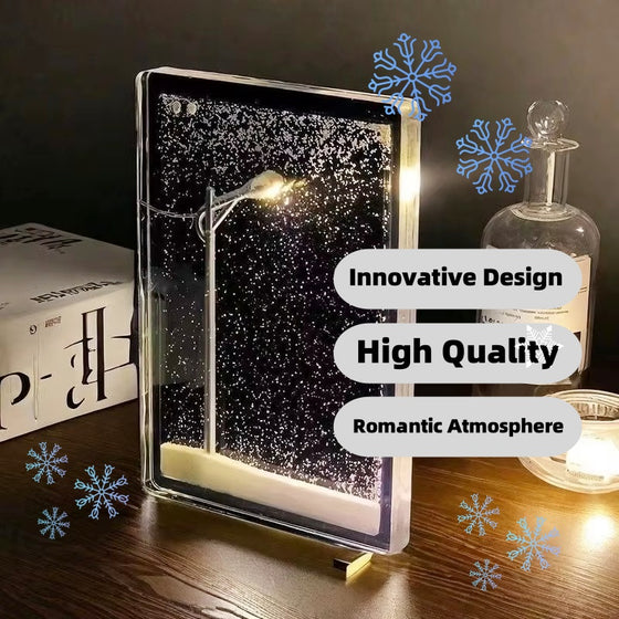 DIY snowy street lamp night light in a clear acrylic frame, innovative design and high quality callouts
