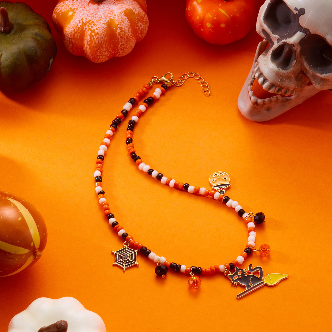 Adjustable Halloween Pumpkin Necklace