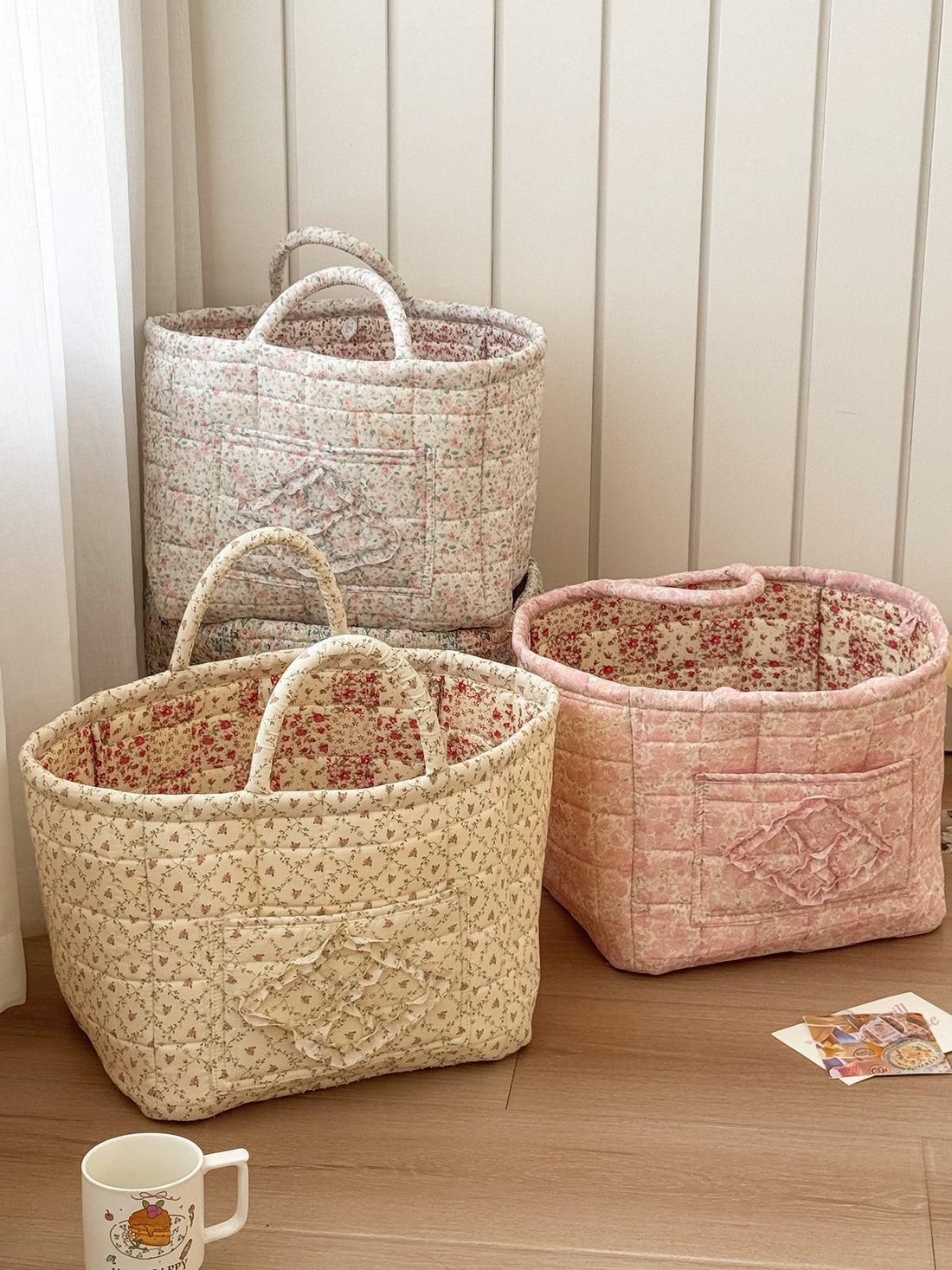 Floral Dirty Clothes Basket