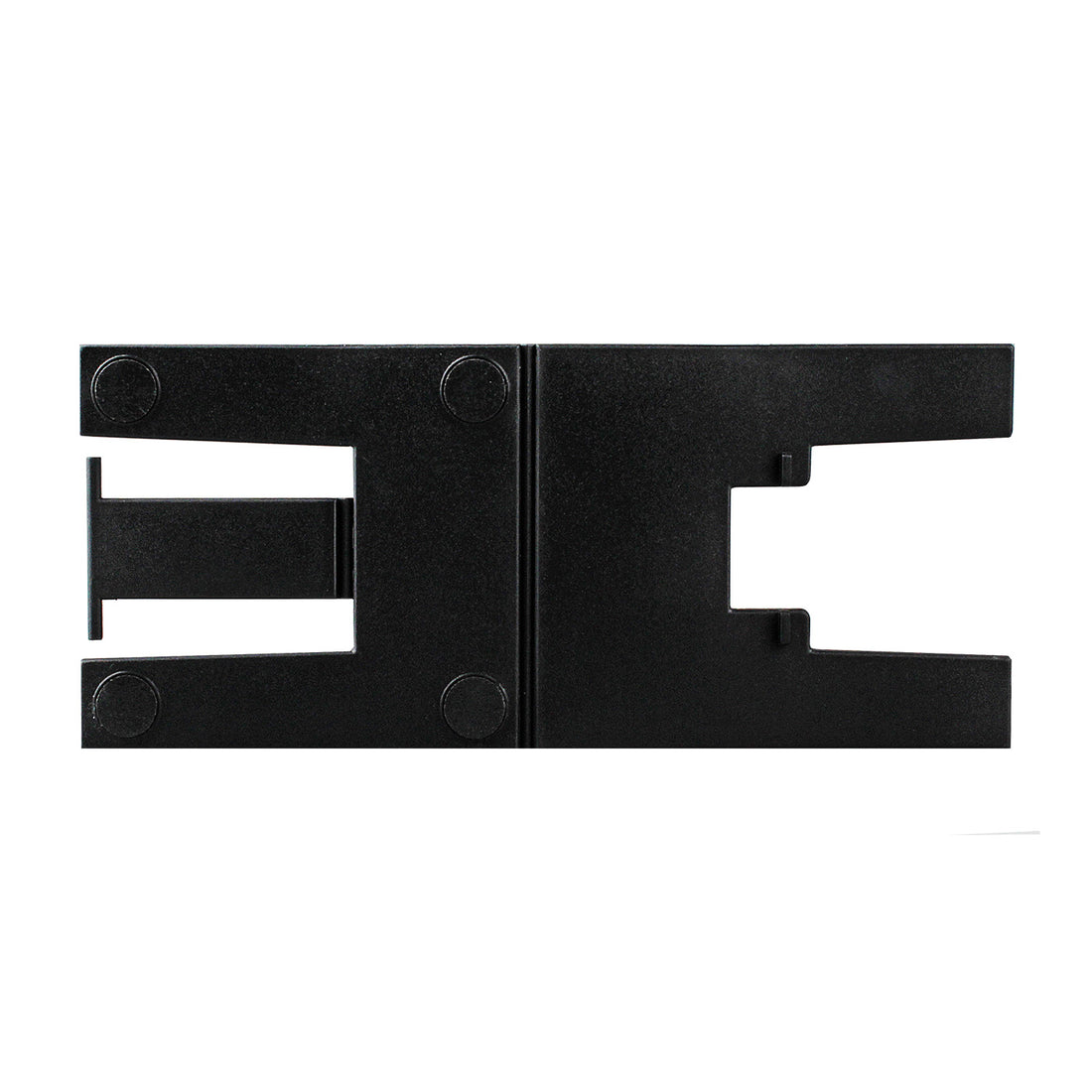 Black folding tablet stand laid flat