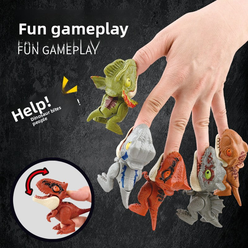 Finger-biting dinosaur and animal toy figure, main photo