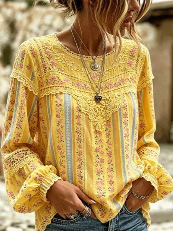 Women's round-neck long-sleeve top