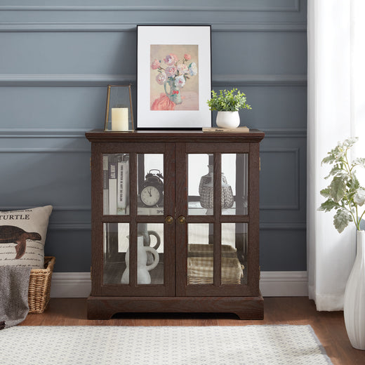 LED Curio Display Cabinet with Adjustable Shelves Retro