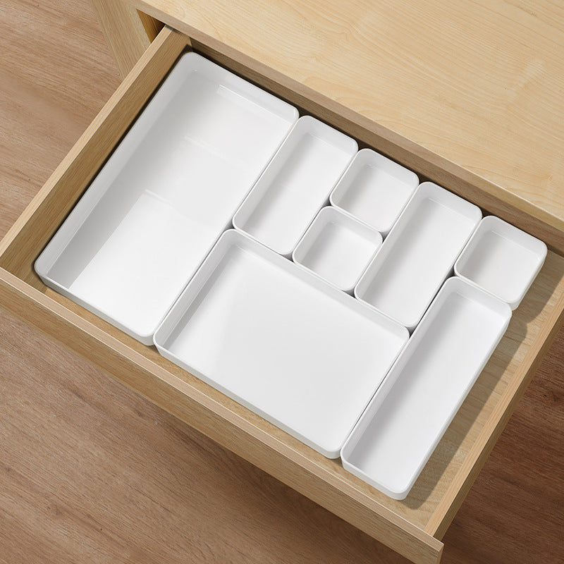 White stackable open plastic desktop storage boxes, photo 4