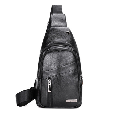 Mens PU Leather Crossbody Chest Bag