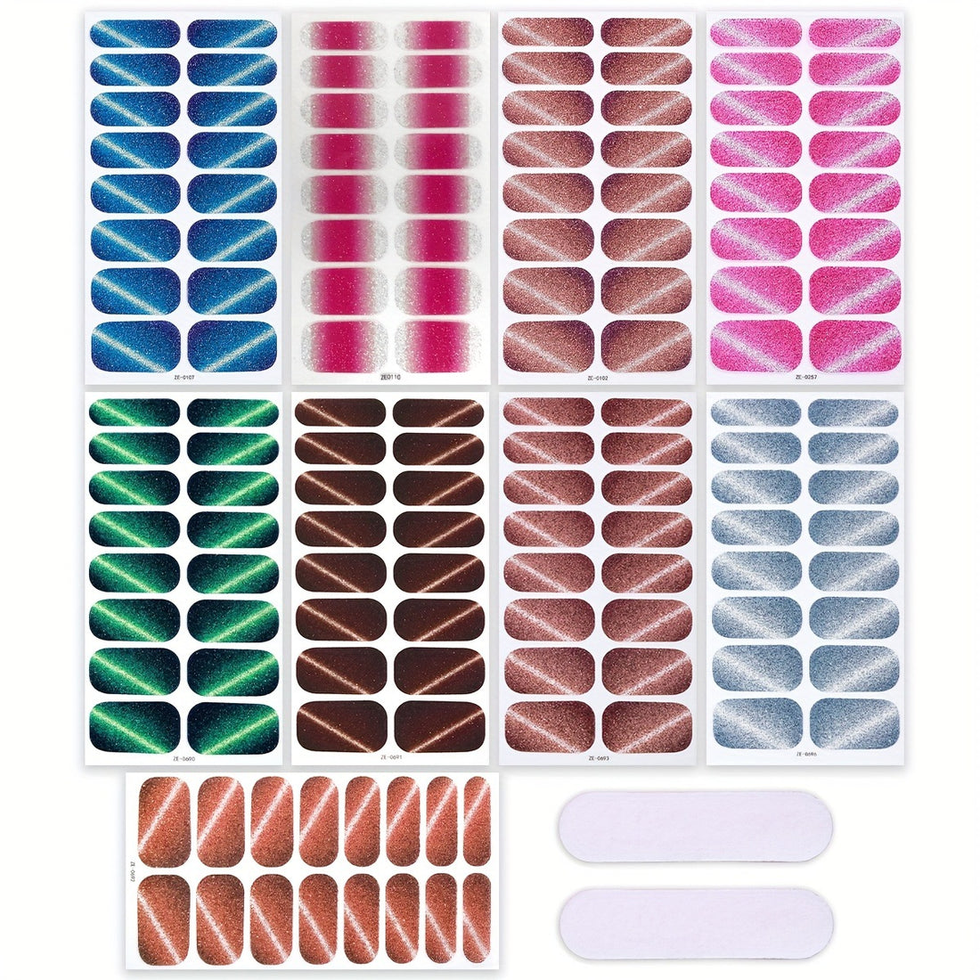 16 Pcs Cat Eye Glitter Nail Stickers