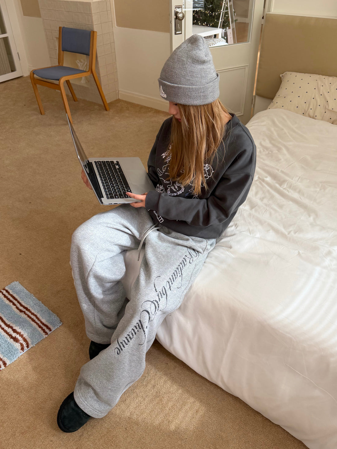 Unisex Printed Fleece Cuffed Sweatpants