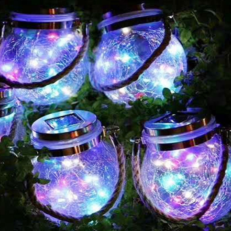 Solar Cracked Glass Bottle Light