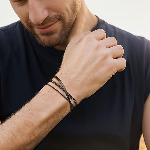 Layered Geometric Stainless Steel Bracelet Set product image 3