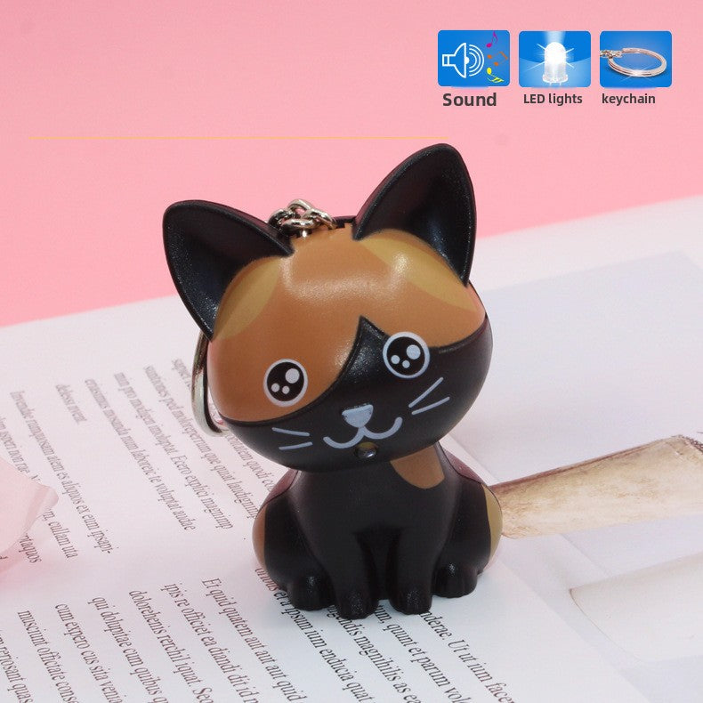 LED Sound Light-Up Kitten Keychain Pendant