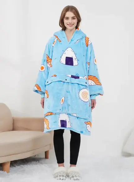 Heated wearable blanket color options laid out together
