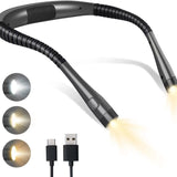 Adjustable USB Reading Light with Flexible Neck and Three Colors