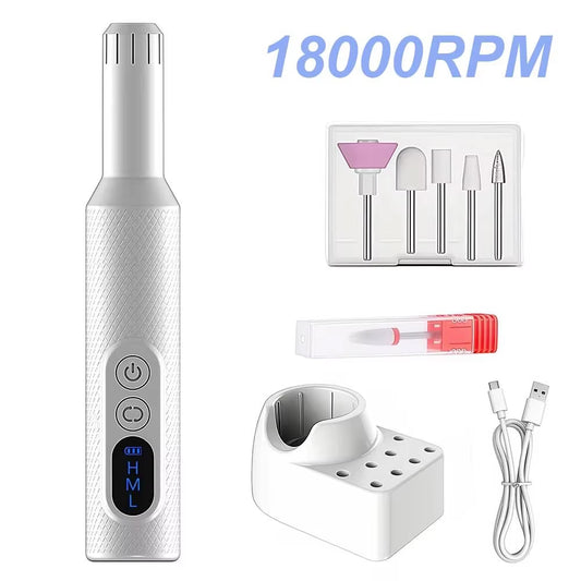 18000Rpm Electric Nail Drill Set Portable with Base Kit for Nail Salon Exfoliation Polishing Smooth Nails Nail Art Home Nail DIY