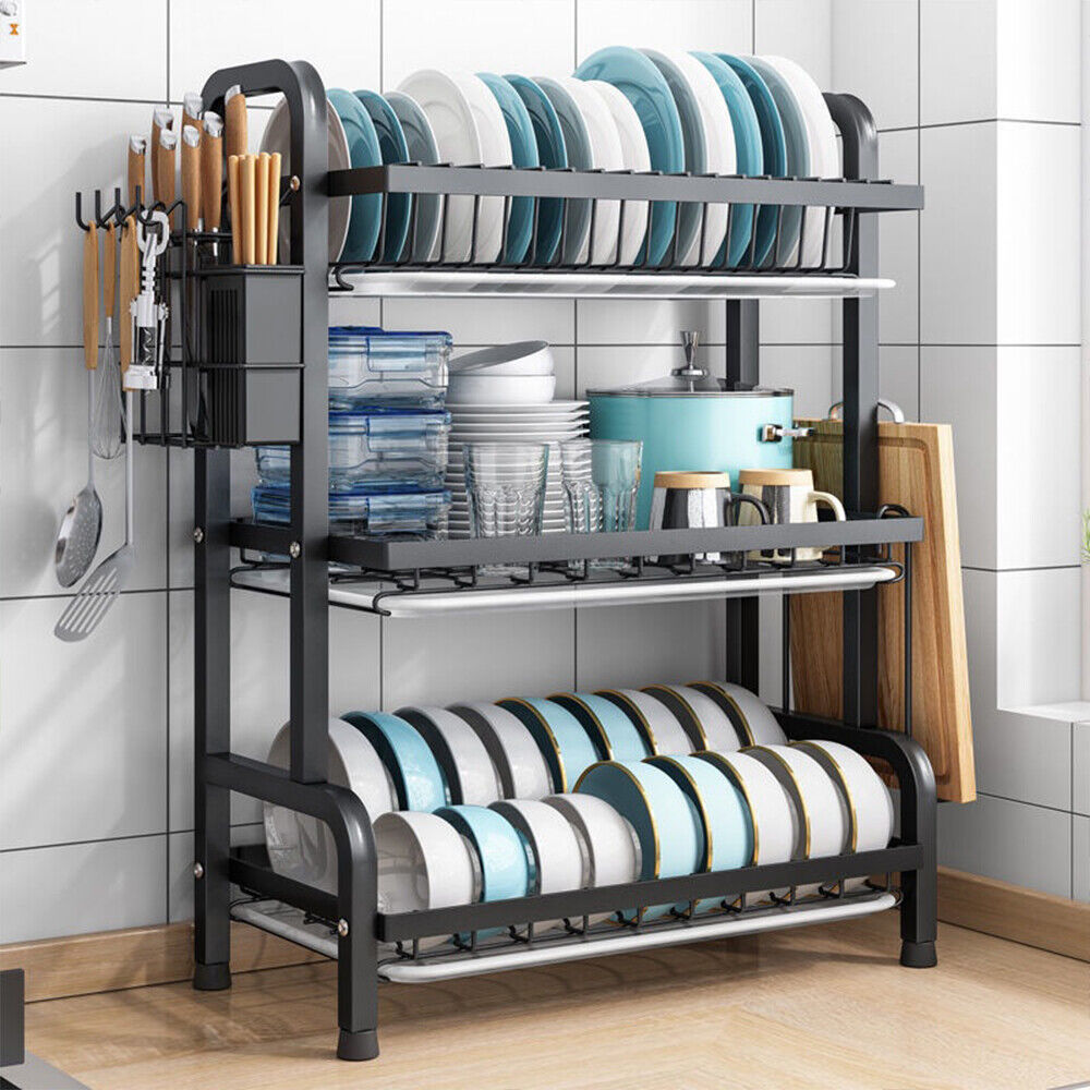 3 Tier Dish Drainer Rack with Drip Tray