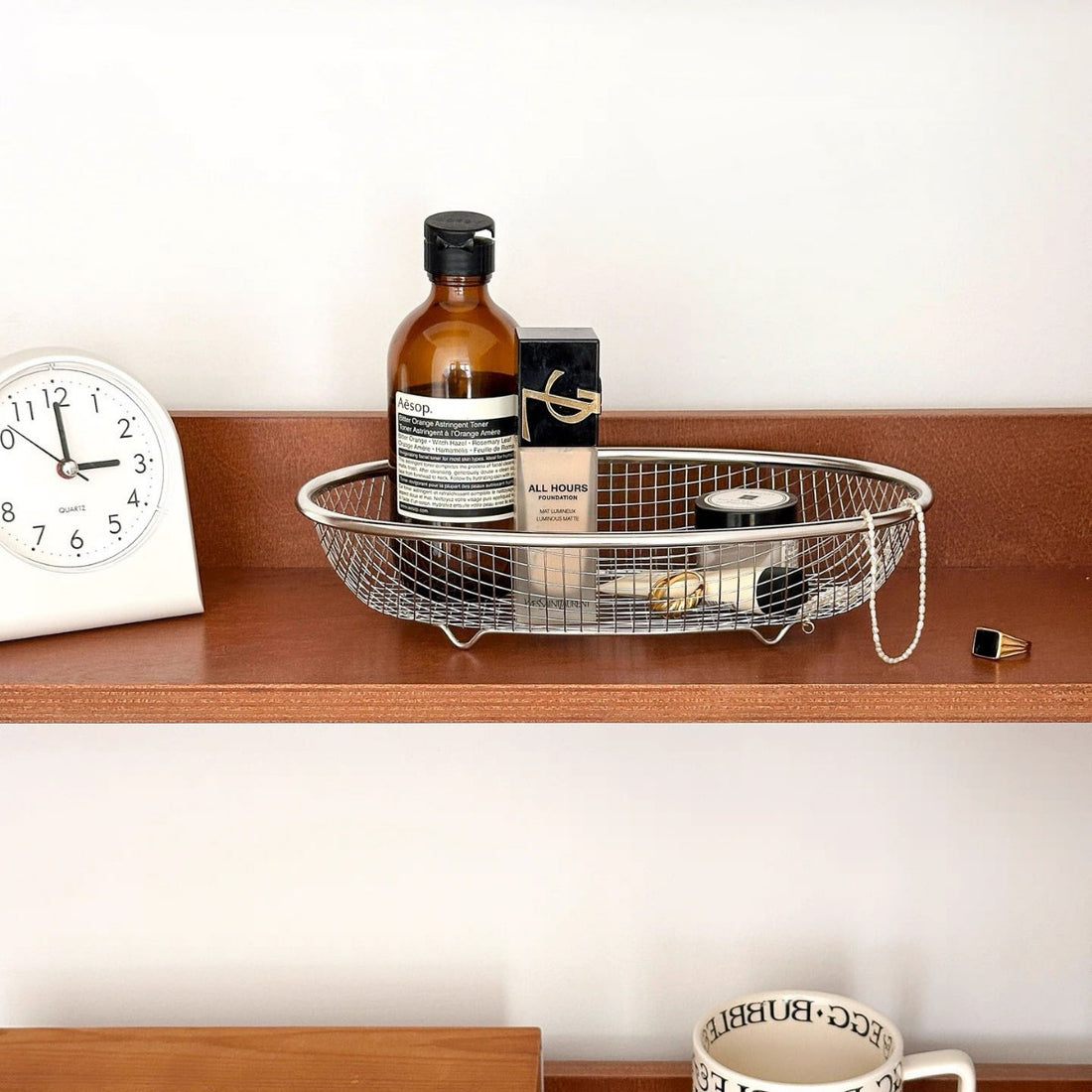 Hollow Stainless Steel Oval Draining Storage Basket