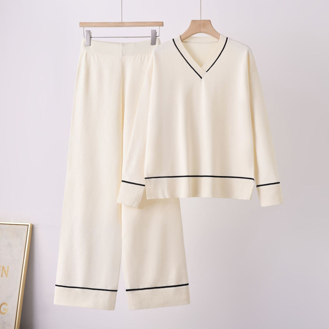Women's two-piece knit sweater and wide leg pants set, photo 7