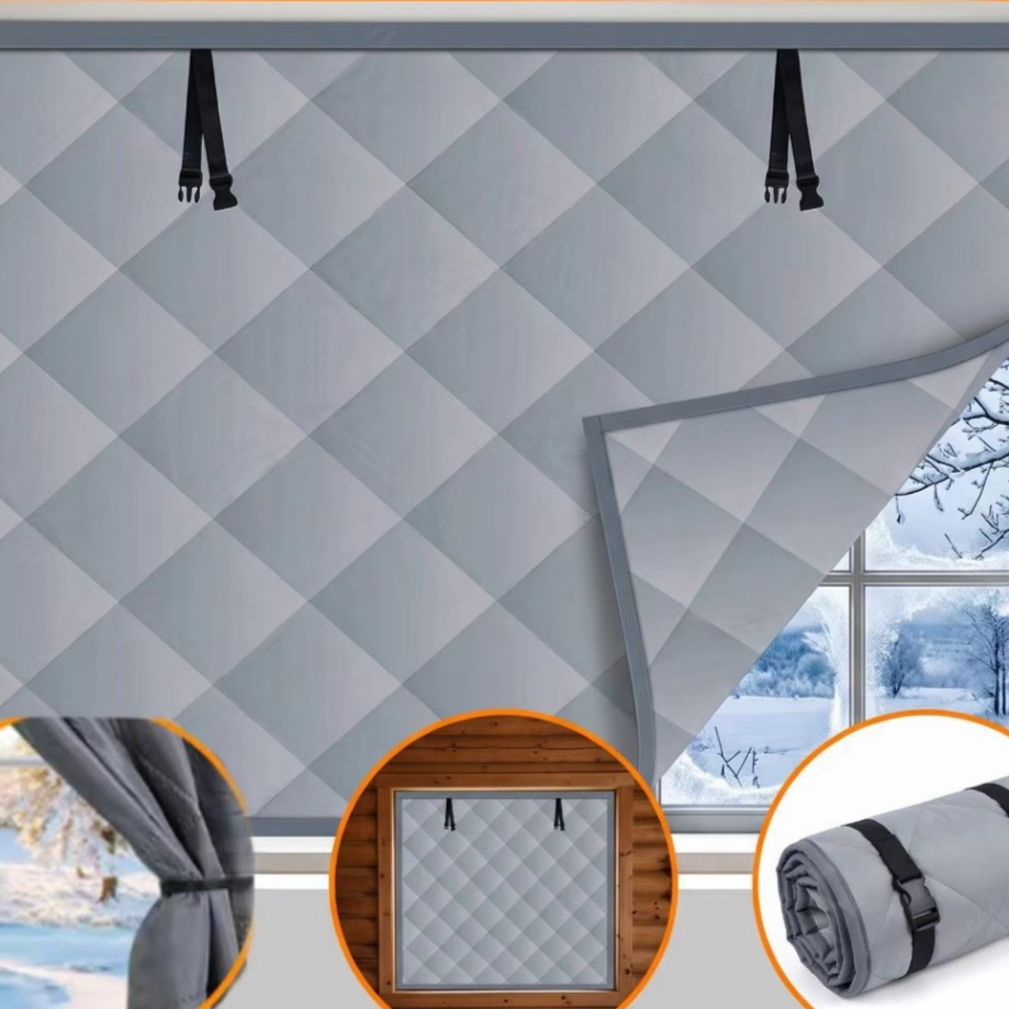 Anti-freezing heat-insulating and warm-keeping curtains with straps