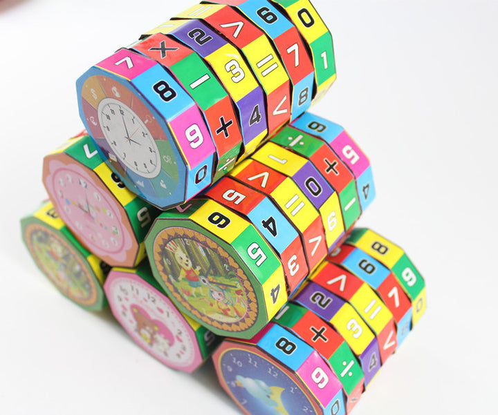 Math cube numerical sticker close-up