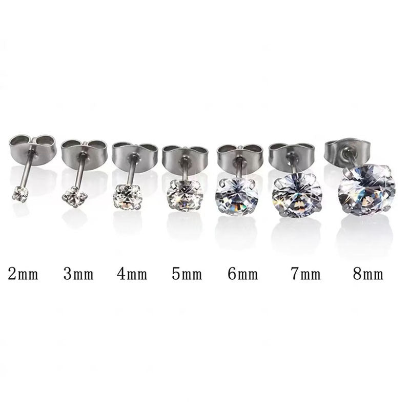 Cubic Zirconia Stainless Steel Ear Studs