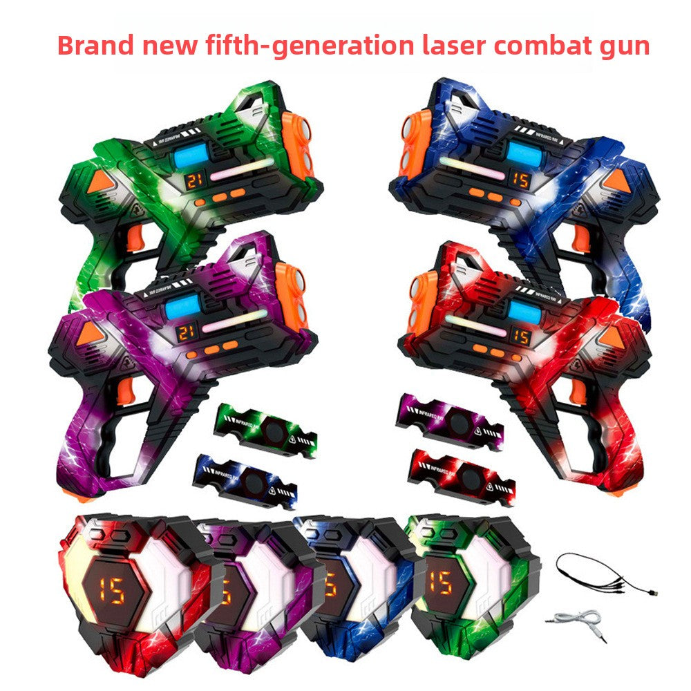 Wireless Data Sync Infrared Toy Gun Set with Hit Detection Vests for Kids