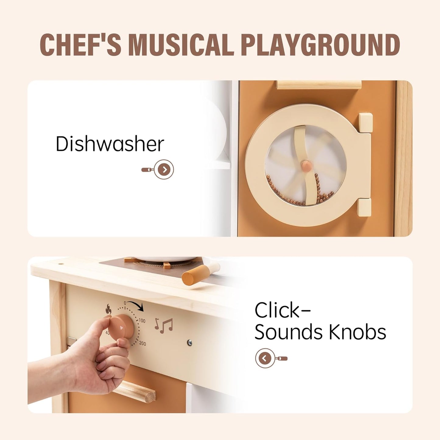 Robud Large Wooden Kids Kitchen Playset with Accessories