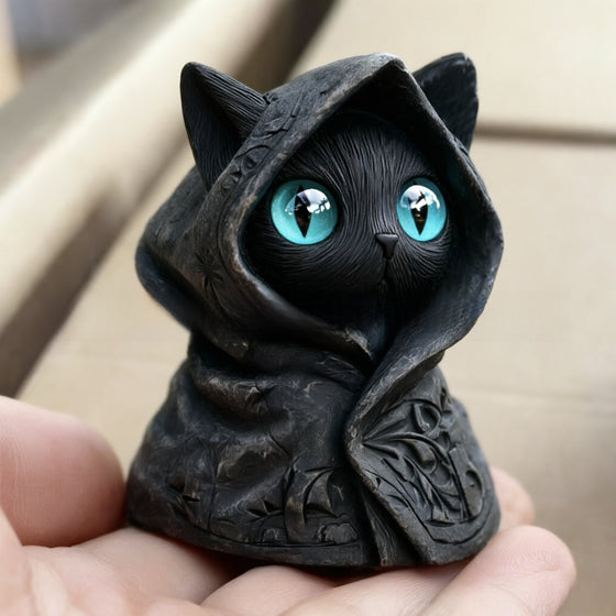 Mysterious Cat in the Hat Statue Resin Figurine Halloween Decoration