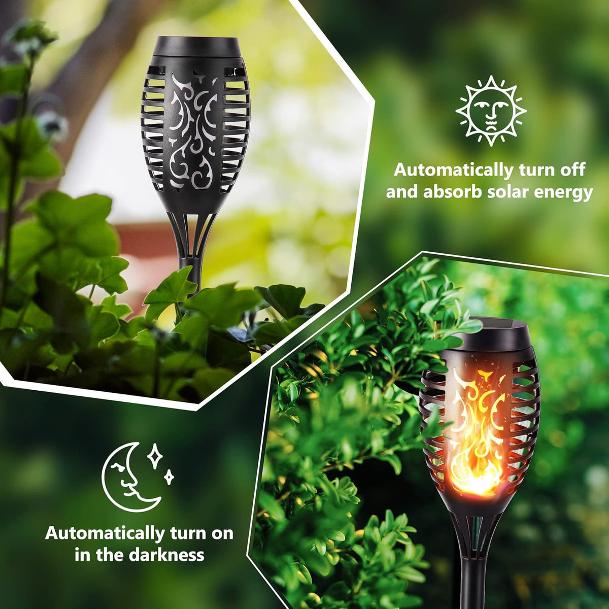 Solar Powered LED Flame Garden Light