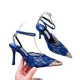 Lace Peep-Toe High Heel Sandals