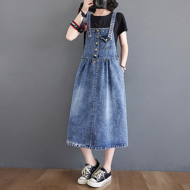 2026 Slimming Denim Suspender Skirt