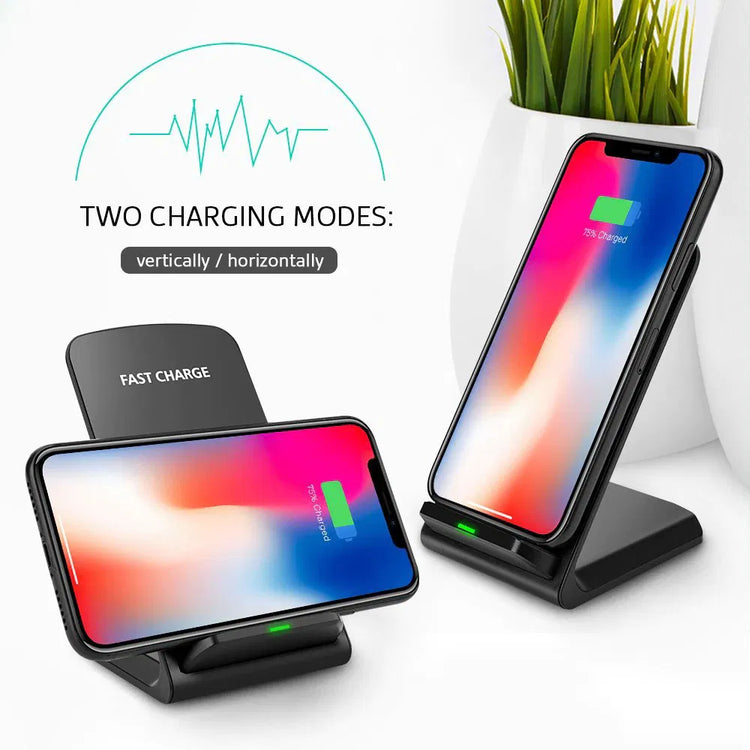 Qi wireless charging stand on nightstand overnight use