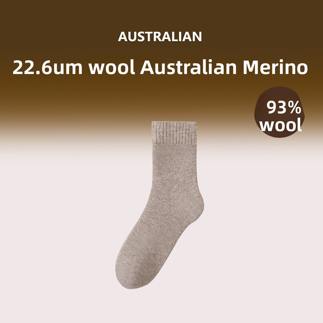 Merino Wool Hiking Socks Men Thickened Fleece Lined Warm Long