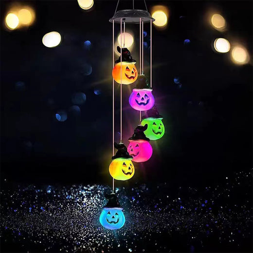 Solar Pumpkin Wind Chime Garden Light