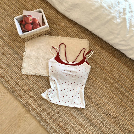 polka dot faux two-piece camisole