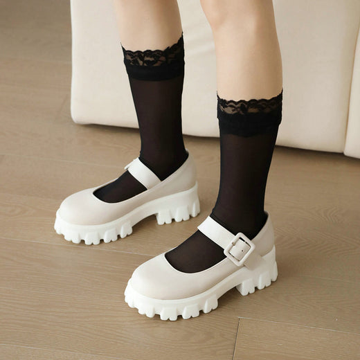 Retro Mary Jane Chunky Heel Women Shoes