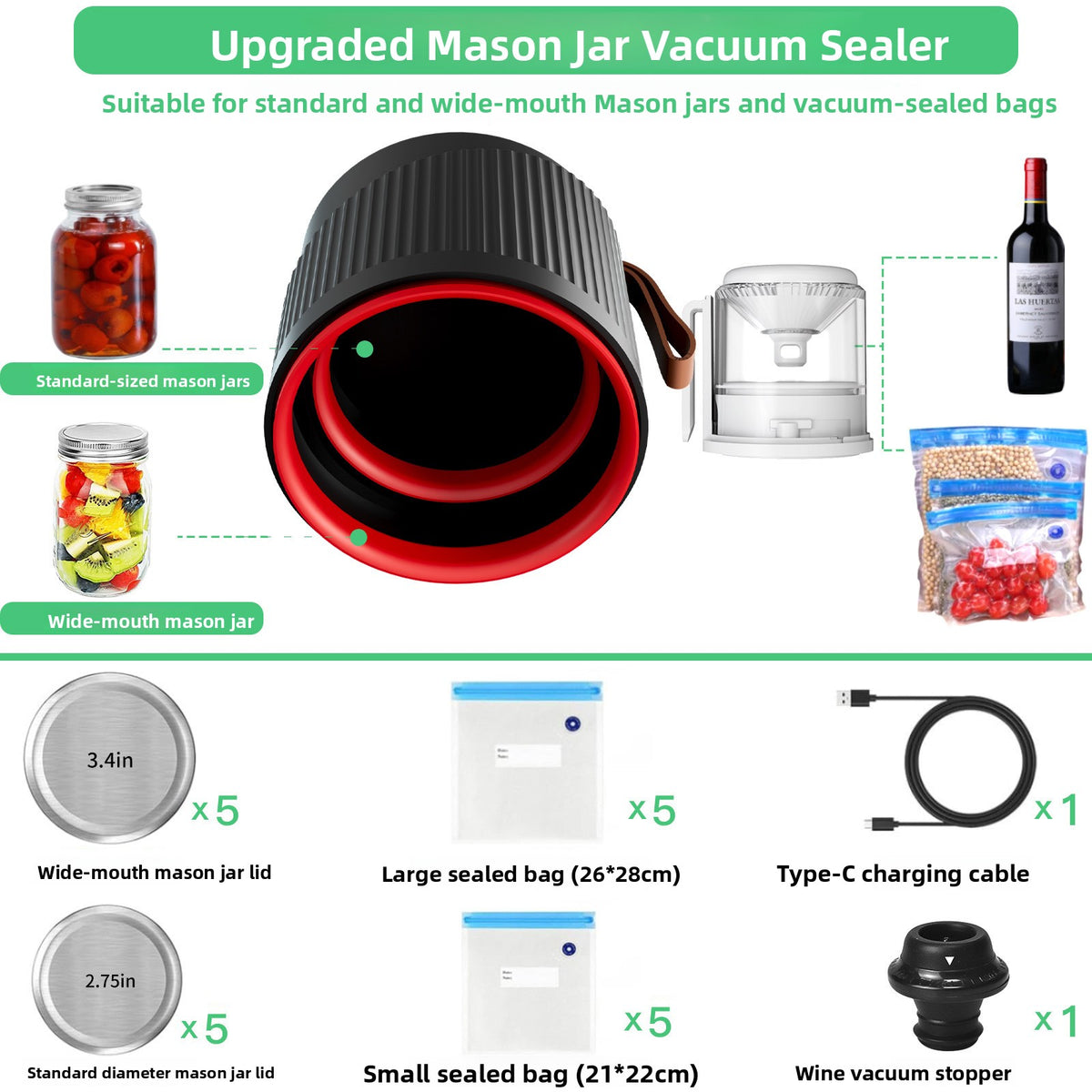 Electric Mason Jar Vacuum Sealer