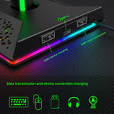 RGB Gaming Headphone Stand with USB Hub