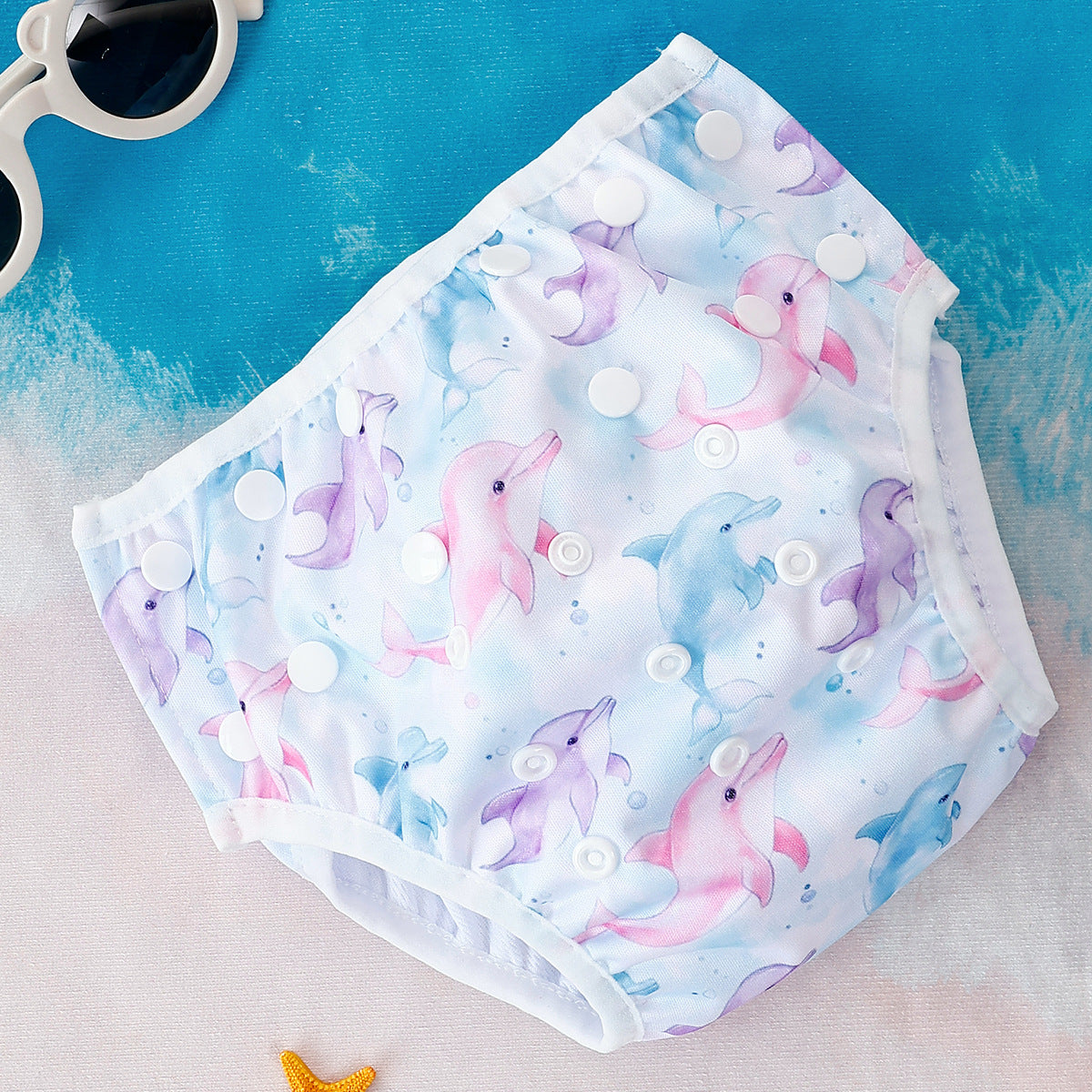 Reusable baby swim diaper with breathable mesh body
