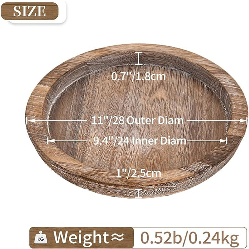 Round Wooden Decorative Tray