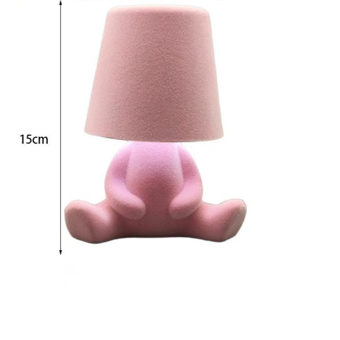Textile-embroidered thinker figurine - rechargeable touchable night light