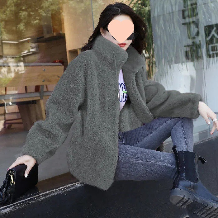 Women Double-Sided Velvet Warm Zip Up Cardigan