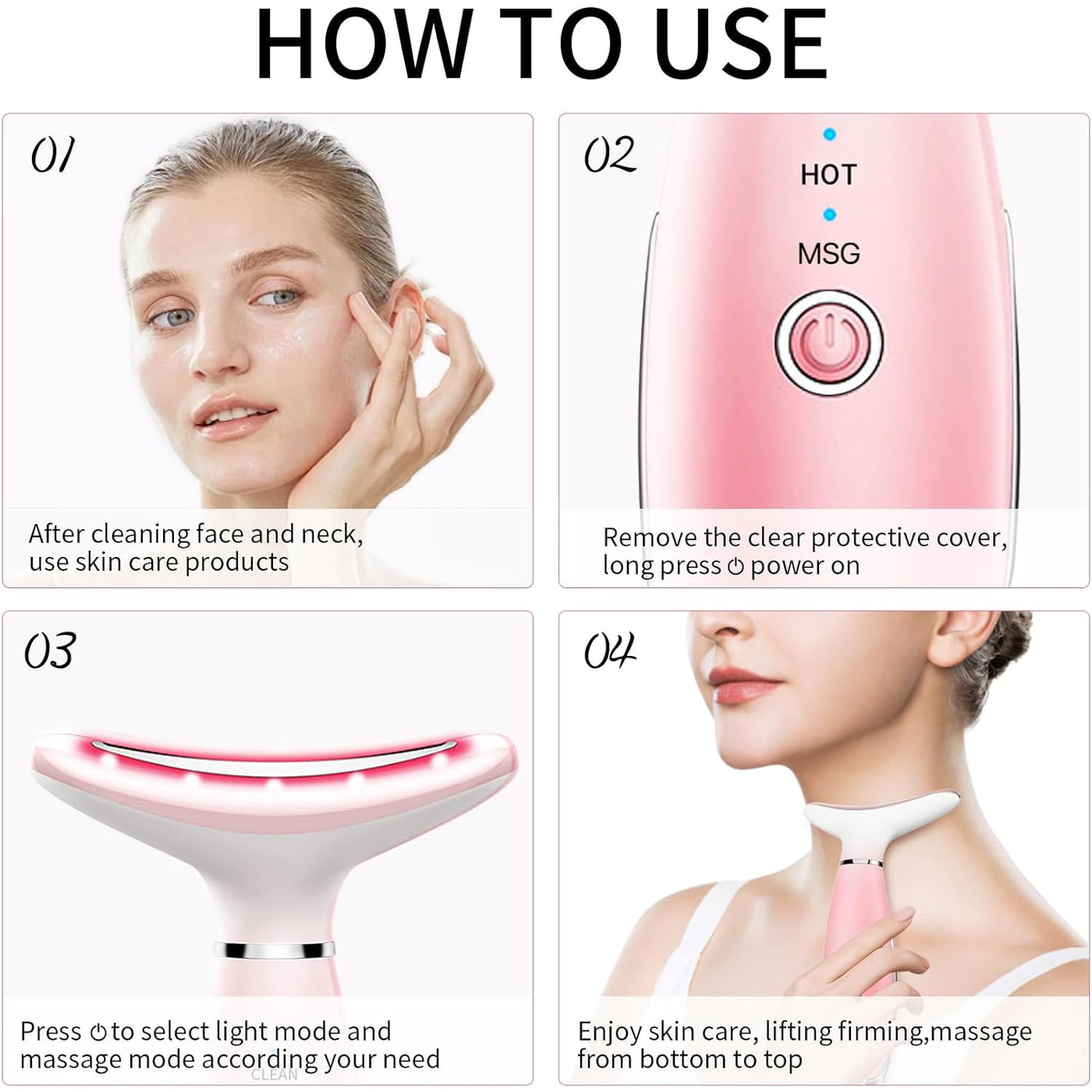 Facial massager packaging on vanity