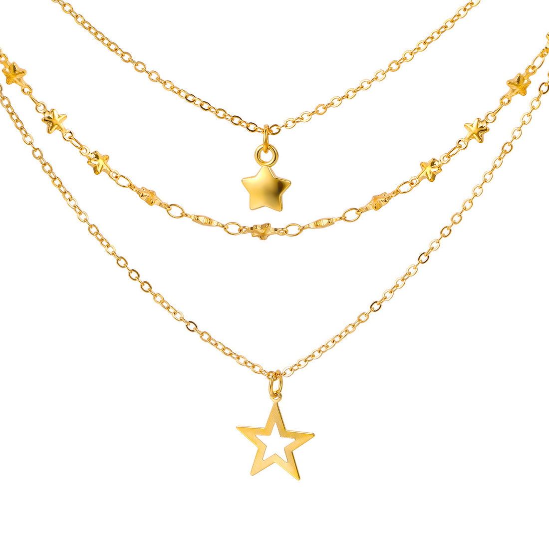Women's Multi-Layered Star Pendant Alloy Necklace Vintage Clavicle Chain