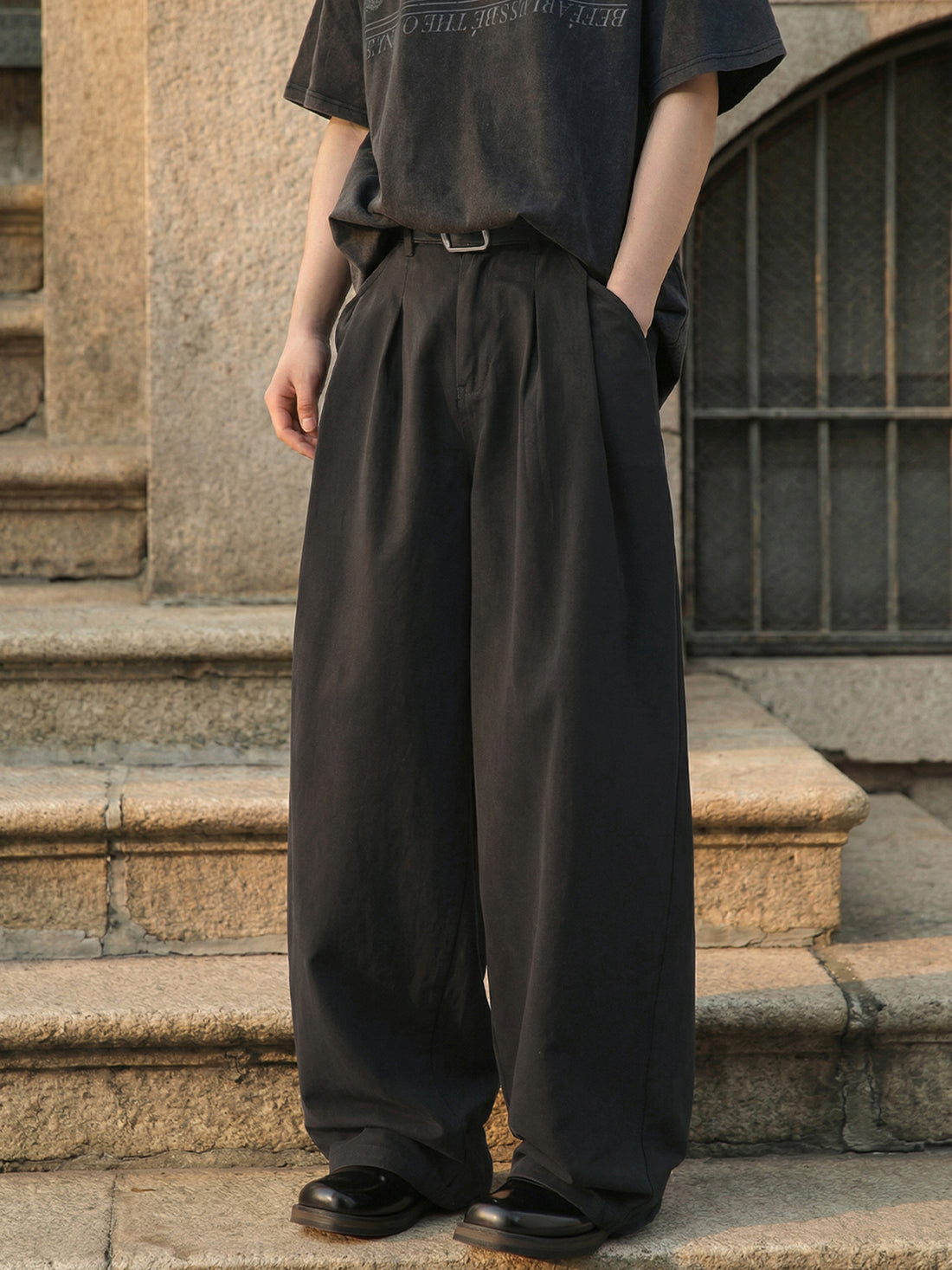 Men's American Retro Pure Cotton Loose Straight-Leg Casual Pants Washed Texture Vintage Style