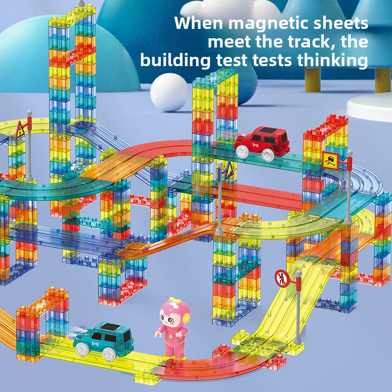 Magnetic Track Building Set with Electric Cars