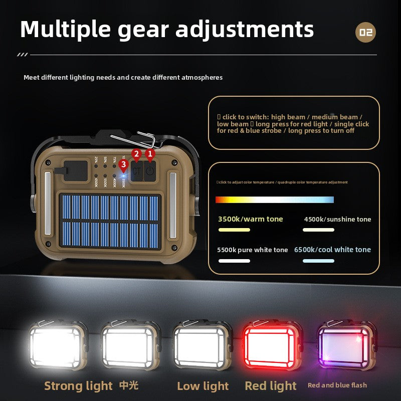 Solar Powered LED Work Lamp with Magnetic Hook