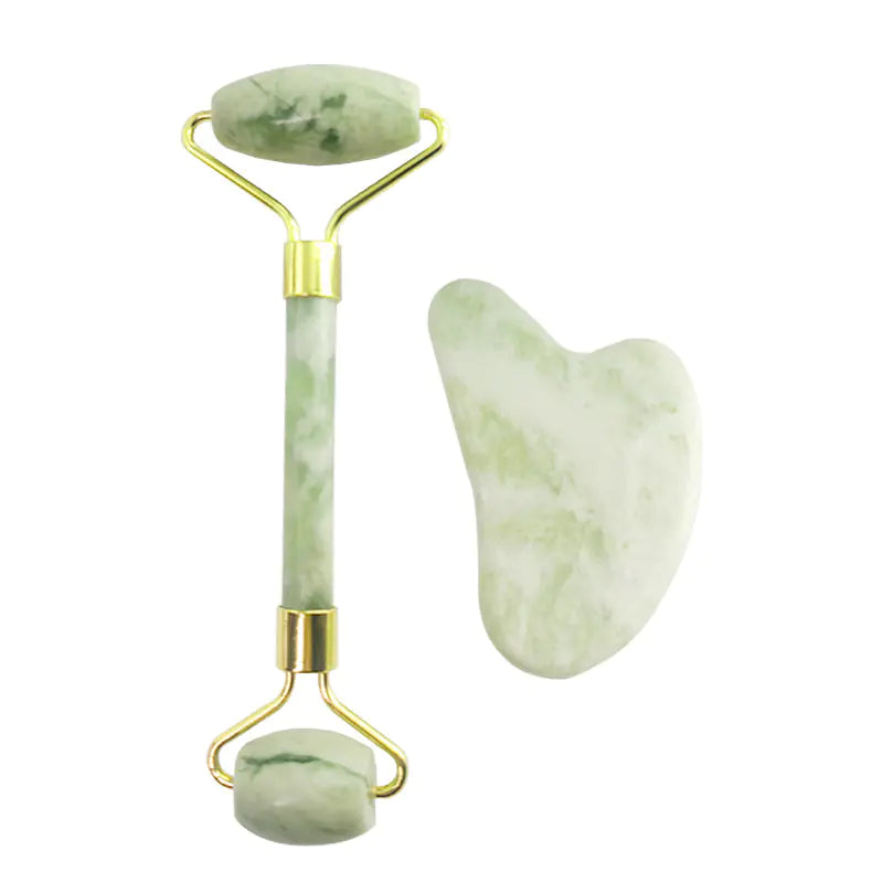 White Jade Roller & Gua Sha Set — Natural Jade Facial Massage Tools - Image 1
