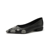 Womens Sheepskin Square Heel Flat Shoes